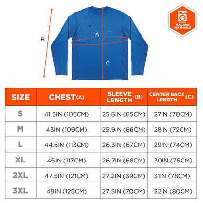 Chill-its 6689 Cooling Long Sleeve Sun Shirt With Uv Protection, Small, Blue