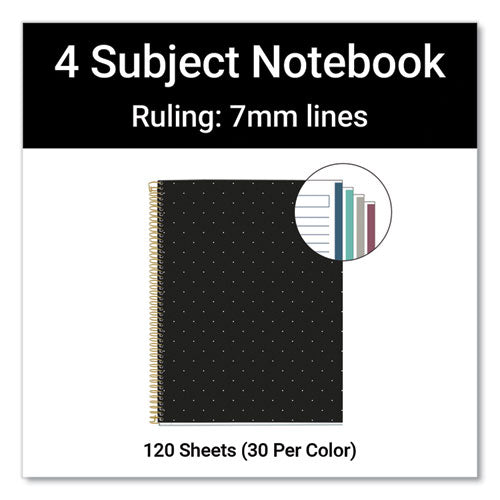 Mr M Fashion Notebook, 4-subject, Medium/college Rule, Black Dots Cover, (120) 11 X 8.5 Sheets, 5/carton