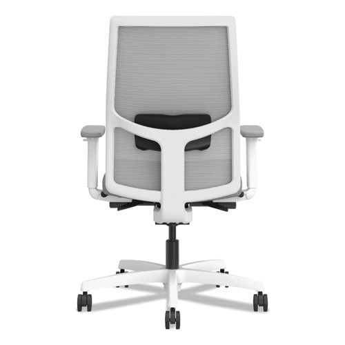 Ignition 2.0 4-way Stretch Mid-back Mesh Task Chair, Black Adjustable Lumbar Support, Basalt Seat, Fog Back, White Base