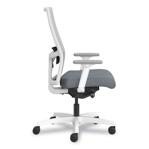 Ignition 2.0 4-way Stretch Mid-back Mesh Task Chair, Black Adjustable Lumbar Support, Basalt Seat, Fog Back, White Base