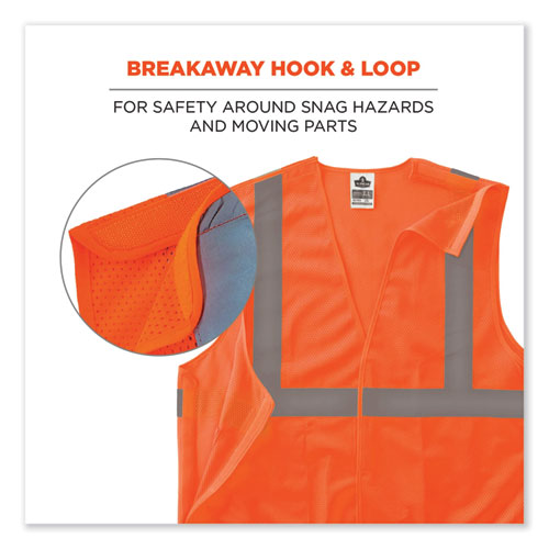 Glowear 8215ba-s Single Size Class 2 Economy Breakaway Mesh Vest, Polyester, 2x-large, Orange