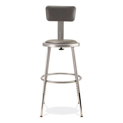 6400 Series Height Adjustable Heavy Duty Padded Stool With Backrest, Supports Up To 300 Lb, 19" To 27" Seat Height, Gray