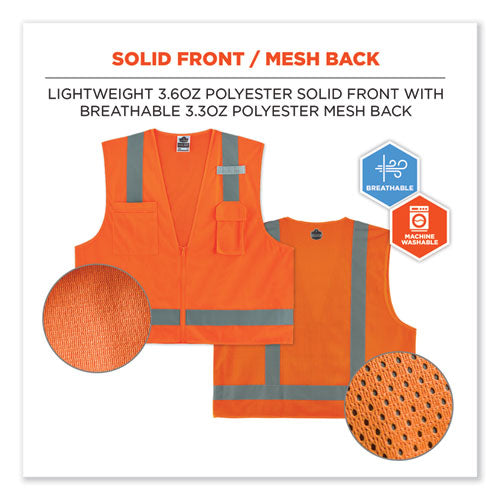 Glowear 8249z-s Single Size Class 2 Economy Surveyors Zipper Vest, Polyester, 2x-large, Orange