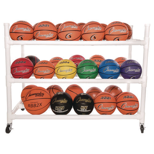 30 Basketball Heavy-duty Cart, Heavy-duty Plastic, 176 Lb Capacity, 19 X 55 X 45, White