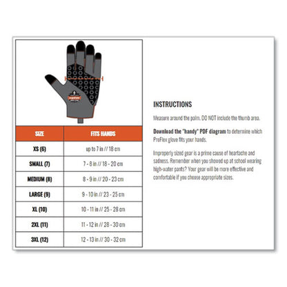 Proflex 910 Half-finger Impact Gloves + Wrist Support, Black, Small, Pair