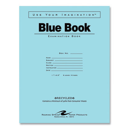 Recycled Exam Book, Wide/legal Rule, Blue Cover, (8) 11 X 8.5 Sheets, 500/carton