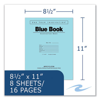 Recycled Exam Book, Wide/legal Rule, Blue Cover, (8) 11 X 8.5 Sheets, 500/carton