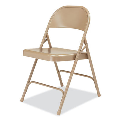 50 Series All-steel Folding Chair, Supports Up To 500 Lb, 16.75" Seat Height, Beige Seat, Beige Back, Beige Base, 4/carton