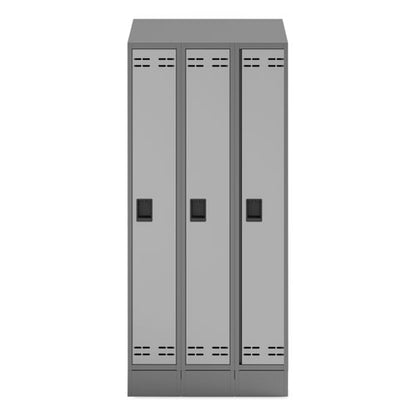 Triple Continuous Metal Locker Base Addition, 35w X 16d X 5.75h, Gray