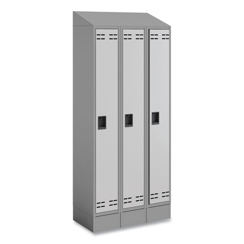 Triple Continuous Metal Locker Base Addition, 35w X 16d X 5.75h, Gray