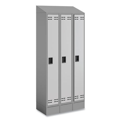 Triple Continuous Metal Locker Base Addition, 35w X 16d X 5.75h, Gray