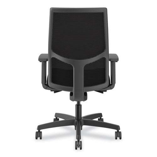 Ignition 2.0 Fabric Upholstered Mid-back Task Chair With Adjustable T-arms, 17" To 21.5" Seat Height, Black Seat/back