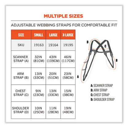 Squids 3132 Barcode Scanner Lanyard Harness, Large: 20" Arm Strap, 43" Long Lanyard Strap, Black