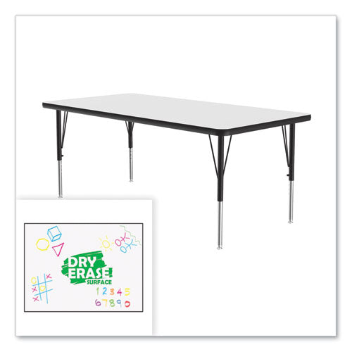 Markerboard Activity Tables, Rectangular, 60" X 30" X 19" To 29", White Top, Black Legs, 4/pallet