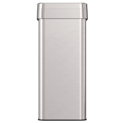 Open Top Trash Can, Rectangular, 16 Gal, Plastic/stainless Steel, Silver