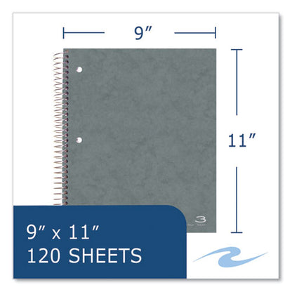 Subject Wirebound Notebook, 3-subject, Medium/college Rule, Assorted Cover, (120) 11 X 9 Sheets, 24/carton