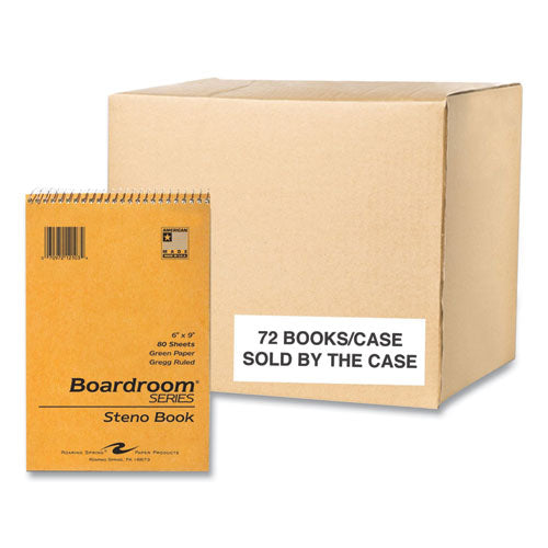 Boardroom Series Steno Pad, Gregg Ruled, Brown Cover, 80 Green 6 X 9 Sheets, 72 Pads/carton