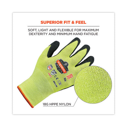 Proflex 7021 Hi-vis Nitrile-coated Cr Gloves, Lime, Large, Pair