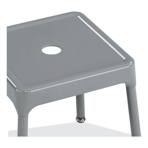 Steel Guest Stool, Backless, Supports Up To 275 Lb, 15" To 15.5" Seat Height, Silver Seat, Silver Base