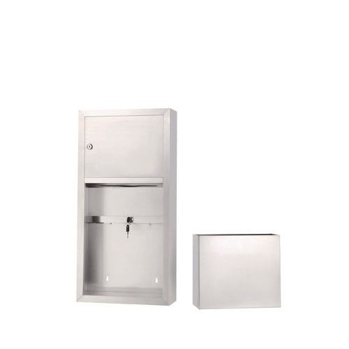 Stainless Steel Surface-mounted Paper Towel Dispenser With Waste Receptacle, 28 X 4 X 14