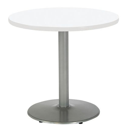 Pedestal Table With Four Black Kool Series Chairs, Round, 36" Dia X 29h, Designer White