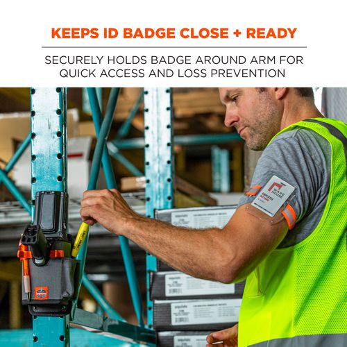 Squids 3386 Arm Band Id/badge Holder, Vertical, Hi-vis Orange, 3.75 X 4.25 Holder, 2.5 X 4 Insert, 10/pack