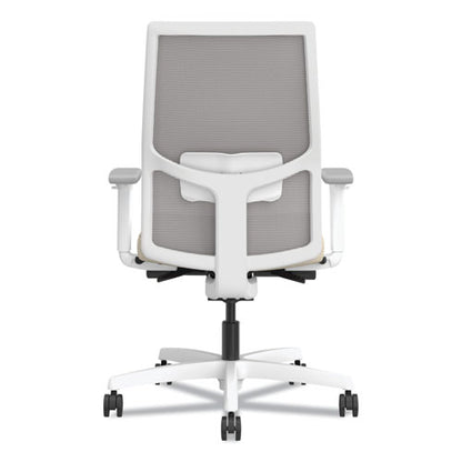 Ignition 2.0 4-way Stretch Mid-back Task Chair, White Adjustable Lumbar Support, Biscotti Seat, Fog Back, White Base