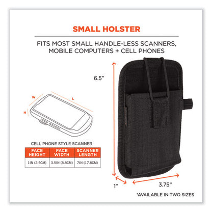 Squids 5542 Phone Style Scanner Holster With Belt Loop, Small, 1 Compartment, 3.75 X 1 X 6.5, Polyester, Black