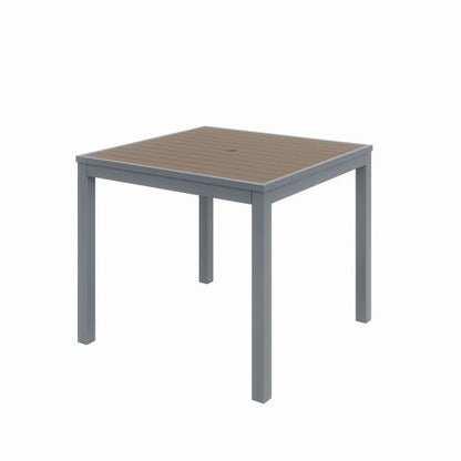 Eveleen Outdoor Patio Table With Four Mocha Powder-coated Polymer Chairs, Square, 32", Mocha