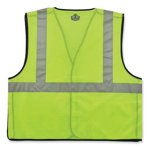 Glowear 8216ba Class 2 Breakaway Mesh Id Holder Vest, Polyester, Large/x-large, Lime