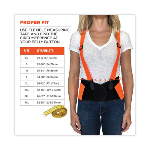 Proflex 100hv Economy Hi-vis Spandex Back Support Brace, X-large, 38" To 42" Waist, Black/orange