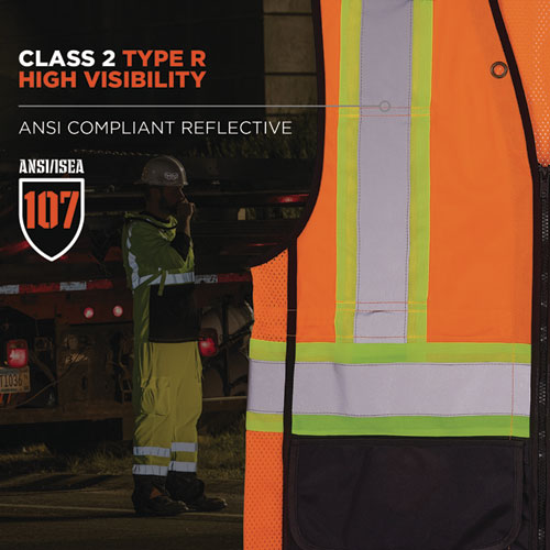 Glowear 8251hdz Class 2 Two-tone Hi-vis Safety Vest, 4x-large To 5x-large, Orange