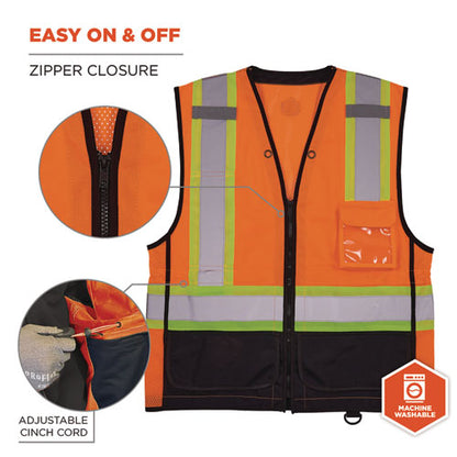 Glowear 8251hdz Class 2 Two-tone Hi-vis Safety Vest, 4x-large To 5x-large, Orange