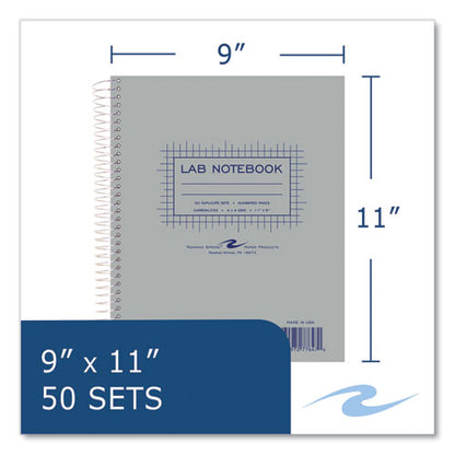 Lab And Science Carbonless Notebook, Quad Rule (4 Sq/in), Gray Cover, (100) 11 X 9 Sheets, 12/carton