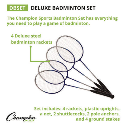 Deluxe Badminton Set, 20 Ft Net With 4 Rackets, 2 Shuttlecocks