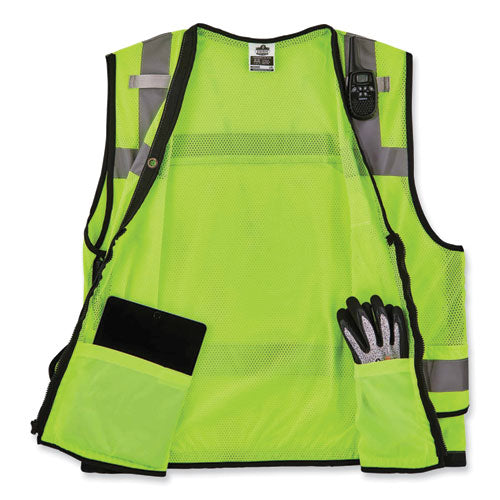 Glowear 8253hdz Class 2 Heavy-duty Mesh Surveyors Vest, Polyester, 4x-large/5x-large, Lime