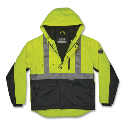 Glowear 8275 Class 2 Heavy-duty Hi-vis Workwear Sherpa Lined Jacket, 3x-large, Lime