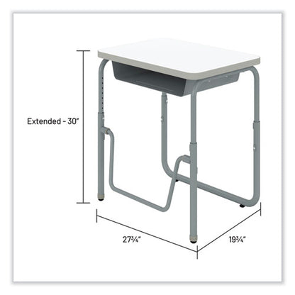 Alphabetter 2.0 Height-adjustable Student Desk With Pendulum Bar And Book Box, 27.75 X 19.75 X 22 To 30, Dry Erase