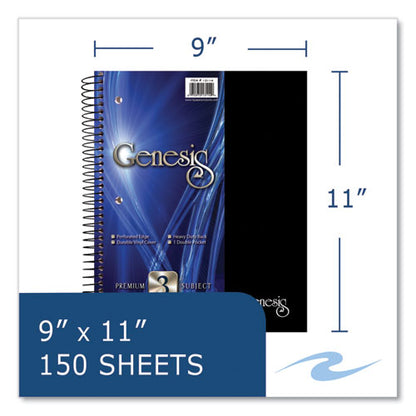 Genesis Notebook, 3-subject, Medium/college Rule, Randomly Assorted Cover Color, (150) 11 X 9 Sheets, 12/carton