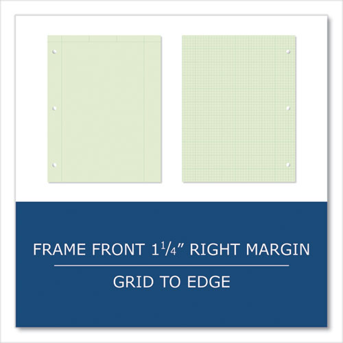 Engineer Pad, (1.25" Margin), Quad Rule (5 Sq/in, 1 Sq/in), 100 Light Green 8.5 X 11 Sheets/pad, 24/carton