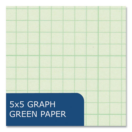 Engineer Pad, (1.25" Margin), Quad Rule (5 Sq/in, 1 Sq/in), 100 Light Green 8.5 X 11 Sheets/pad, 24/carton