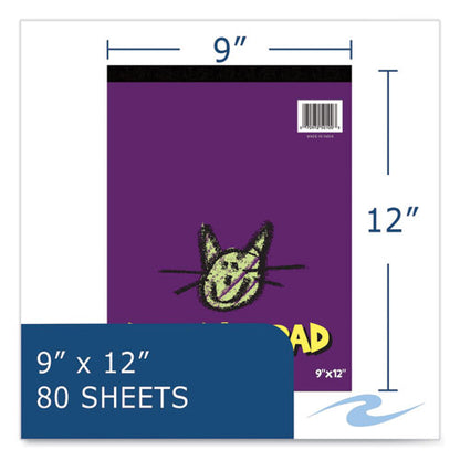 Kids Doodle Pad, 80 White 9 X 12 Sheets, 12/carton