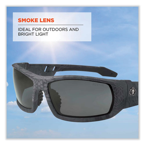 Skullerz Odin Safety Glasses, Kryptek Typhon Nylon Impact Frame, Smoke Polycarbonate Lens