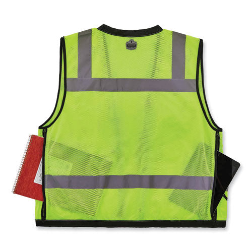 Glowear 8253hdz Class 2 Heavy-duty Mesh Surveyors Vest, Polyester, Large/x-large, Lime