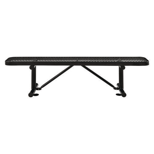 Expanded Steel Flat Bench, 72" X 14.5" X 18", Black Seat, Black Base