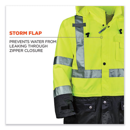 Glowear 8365bk Class 3 Hi-vis Rain Jacket Black Bottom, X-large, Lime