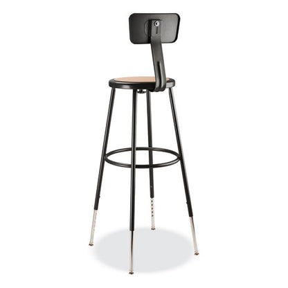 6200 Series 32"-39" Height Adjustable Heavy Duty Stool With Backrest, Supports Up To 500 Lb, Brown Seat, Black Base