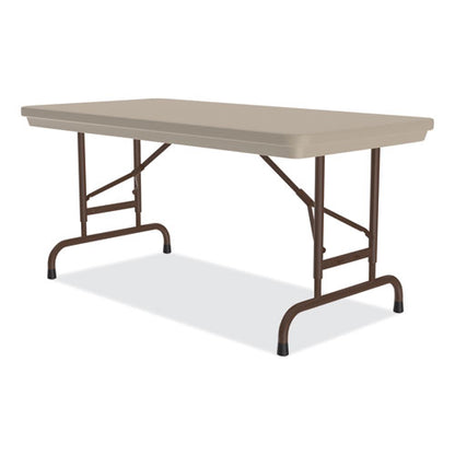 Adjustable Folding Table, Rectangular, 48" X 24" X 22" To 32", Mocha Granite Top, Brown Legs, /pallet