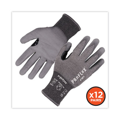 Proflex 7071 Ansi A7 Pu Coated Cr Gloves, Gray, Large, 12 Pairs/pack