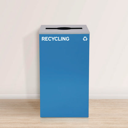 29 Gallon Trash/recycling Cans, Steel, Blue Recycling Can With Mixed Lid